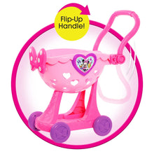 Disney Junior Minnie Mouse Bowtique Shopping Cart, 9-piece Plastic Grocery Set , Ages 3 and up