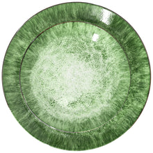 Elama Oceanus 16 Piece Porcelain Double Bowl Dinnerware Set in Green, Tableware Setting Service for 4