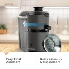 BLACK+DECKER Fruit & Vegetable Juicer Extractor, 400-Watt, Quiet, Black Plastic