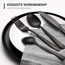 48-Piece Mirror Finished Black Silverware Set with Steak Knives, Black Flatware Set for 8, Stainless Steel Tableware Cutlery Set, Utensil Sets for Kitchen