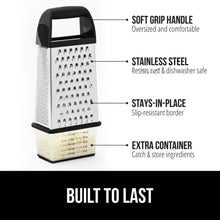 GORILLA GRIP Cheese Grater, BPA Free Stainless Steel Box Graters, Cheeses and Veggie Shredder
