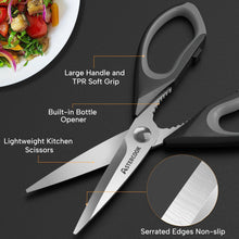 Astercook 2 Pcs Kitchen Scissors, Heavy Duty Shears with Serrated Blade, Ergonomic Handle Food Scissor for Poultry, Herbs, Vegetables Dishwasher Safe