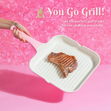 Paris Hilton 11 Inch Ceramic Nonstick Cast Aluminum Grill Pan, Pink