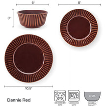 Pfaltzgraff Dannie 12 Piece Stoneware Dinnerware Set Red