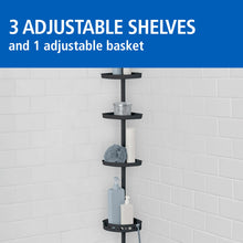 Mainstays 4-Tier Black Tension Pole Shower Caddy Organizer