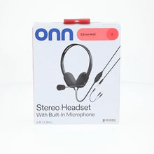 onn 3.5mm AUX Stereo Headset with Built-In Microphone, Black