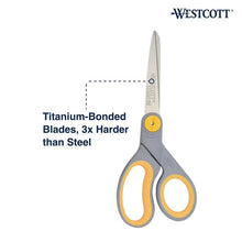 Westcott 8-Inch Titanium Bonded Adjustable Glide Scissors, Grey & Yellow for Office Use