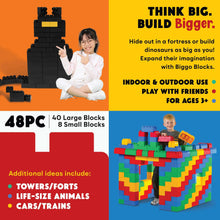 Jumbo Building Blocks - Black 48 pc Set for Kids Ages 3-8 for Indoor & Outdoor Play