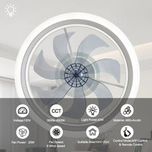 LISUNAR Ceiling Fans with Lights and Remote,20" Low Profile Ceiling Fan with Light,Dimmable LED Smart Ceiling Fan,Modern Flush Mount Fan Light,Bladeless Ceiling Fans for Bedroom,Living Room-White