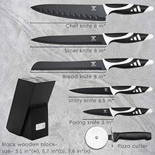 Moss & Stone Professional Kitchen Knife Chef Set, Small Knife Set With Block, Black Titanium Plated Kitchen Knife Set, Stainless Steel Scratch Resistant & Rust Proof Sharp Kitchen Knives.