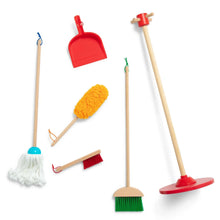 Melissa & Doug Dust! Sweep! Mop! 6-Pc Wood Pretend Play Preschool Cleaning Set - FSC Certified