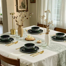 Vesteel 12-Piece Dinnerware Set, Ceramic Tableware Reactive Glaze Plates and Bowls Sets, Healthy Yixing Purple Clay Dishes Set, Dishwasher & Microwave Safe - Blackish Green
