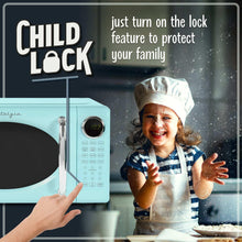 Nostalgia Retro Microwave Oven - 0.7 Cu Ft & 700-Watt Countertop Microwave with Glass Turntable, Child Safety Lock, 8 Auto-Cook Programs & Digital Clock - Aqua - USA MEGA SHOP