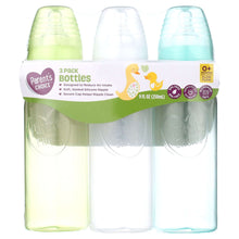 Parent's Choice Newborn Standard Neck Tinted Bottle, 9 fl oz, 0+ Months, 3 Pack, Multicolor