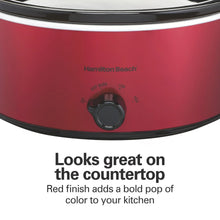 Hamilton Beach 6 Qt Slow Cooker, Stoneware Crock with Removable Pot, Red