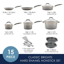 Rachael Ray 15 Piece Hard Enamel Nonstick Pots and Pans Set - USA MEGA SHOP
