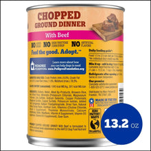 Pedigree Chopped Ground Dinner With Beef Adult Soft Wet Dog Food, (12) 13.2 oz Cans