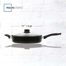 Mainstays 4 Quart Multi-Use Non-Stick 28cm Black Jumbo Cooker Frying Pan with Glass Lid