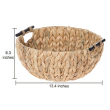 (4 pack) Better Homes & Gardens Natural Woven Water Hyacinth Decorative Bowl with Wooden Handles