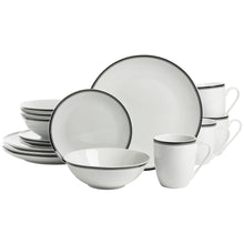 10 Strawberry Street Simply Coupe 16-Piece Ceramic Dinnerware Set, Black