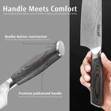 Hecef 8-Inch Chef Knife with Japanese Damascus Pattern and Ergonomic Wood Handle
