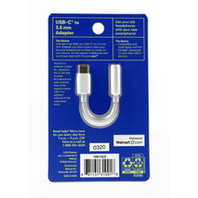 onn USB-C to 3.5 mm Adapter, White