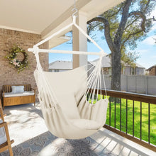 Large Hammock Chair Swing, Relax Hanging Rope Swing Chair with Detachable Metal Support Bar & Two Seat Cushions, Cotton Hammock Chair Swing Seat for Yard Bedroom Patio Porch Indoor Outdoor - USA MEGA SHOP