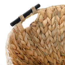 (4 pack) Better Homes & Gardens Natural Woven Water Hyacinth Decorative Bowl with Wooden Handles