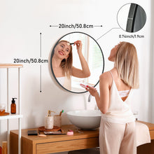 GIANNA 20-inch Round Bathroom Vanity Mirror – Shatterproof, Silver-Plated with Rust-Resistant Aluminum Frame, Black