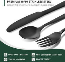 48-Piece Mirror Finished Black Silverware Set with Steak Knives, Black Flatware Set for 8, Stainless Steel Tableware Cutlery Set, Utensil Sets for Kitchen