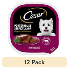 12pack-CesarClassicLoafInSaucePorterhouseSteakWetDogFood-3-5OzTray-_1 - USA Mega Market