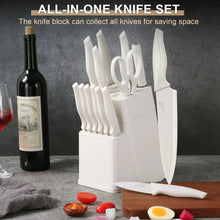 Walchoice 15 Pieces Knife Set with Block, High Carbon Stainless Steel Kitchen Knife Set with Sharpener, Rust Resistant & Dishwasher Safe - USA MEGA SHOP