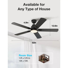 Warmiplanet 52" Black Ceiling Fan with Light and Remote Control