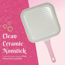 Paris Hilton 11 Inch Ceramic Nonstick Cast Aluminum Grill Pan, Pink