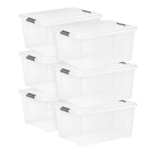 IRIS 45QT Clear Storage Bin with Buckles, 6-pack