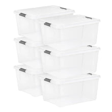 IRIS 45QT Clear Storage Bin with Buckles, 6-pack
