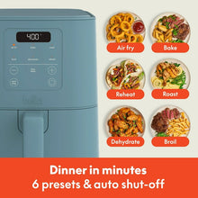 bella 4 Qt Slim Digital Air Fryer with EverGood™ Ceramic Nonstick Coating, 6 Preset Cooking Options, Surf