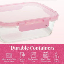 Paris Hilton 2-Piece Glass Food Storage Containers with Lids for Meal Prep, Microwave & Dishwasher Safe, Leak-Proof, 4.3 Cup Capacity, Pink