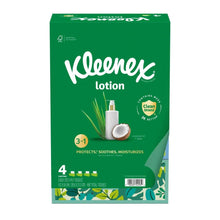 Kleenex Lotion Facial Tissues with Coconut Oil, 4 Flat Boxes, 120 Tissues Per Box, 3-Ply