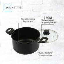 Mainstays Aluminum Black Non-Stick Coated 5QT Dutch Oven with Glass Lid Dishwasher Safe Easying Cleaing
