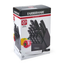 Farberware Classic 20-Piece Triple Riveted Cutlery Block Set with Kitchen Shears, Black