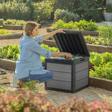 Keter Cortina 30 Gallon Resin Deck Box for Patio Outdoor Storage, Grey