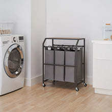 TRINITY 3-bag Laundry Cart with Flip-up Top