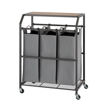 TRINITY 3-bag Laundry Cart with Flip-up Top