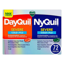 Vicks DayQuil & NyQuil Severe Cold & Flu Relief Co-Pack, Over-the-Counter Medicine, 72 Count