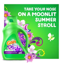 Gain Ultra Concentrated laundry detergent Moonlight Breeze scent with floral design bottle