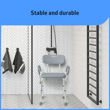 Medline Bath Chair and Shower Chair with Back and Armrests for Elderly, 13.5-In Seat, 350 lb Weight Capacity, Gray