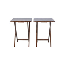 Mainstays Modern Indoor Folding Tray Table Set of 2, Walnut Finish, Solid Rubberwood, 19 x 14.5 x 26 Inches