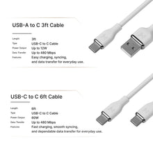 Member's Mark Silicone USB-C Cable Set, 2pack(3' USB-A to USB-C & 6' USB-C to USB-C)