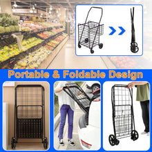 Folding Shopping Cart, Heavy Duty Grocery Cart with Removable Basket, 360° Rolling Laundry Cart & Lightweight Trolley for Shopping, Grocery, Laundry, Supermarket, Camping, Outdoor, Beach